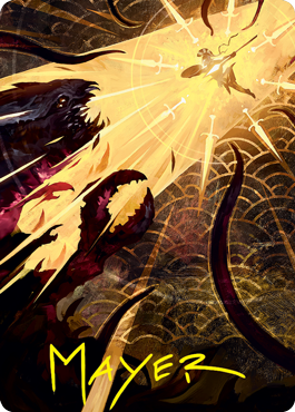 Carte d'art Defiant Strike (signature estampillée or) [Strixhaven : School of Mages Art Series] 