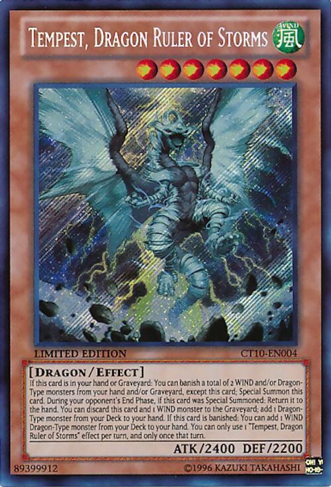 Tempest, Dragon Ruler of Storms (CT10-EN004) - Secret Rare