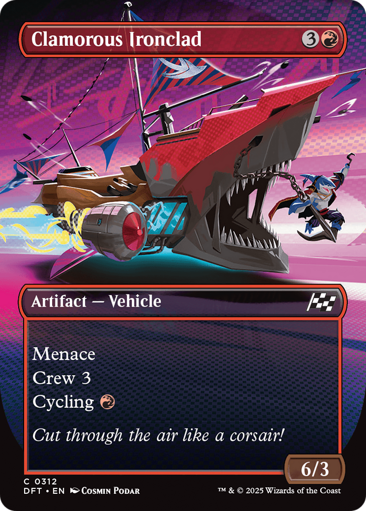 Clamorous Ironclad (Borderless) (DFT-312) - Aetherdrift (Borderless) Foil