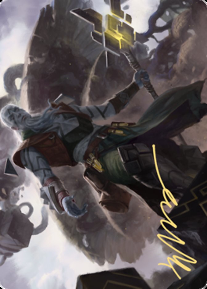 Orah, carte d'art hiérophante du Skyclave (signature estampillée or) [Zendikar Rising Art Series] 