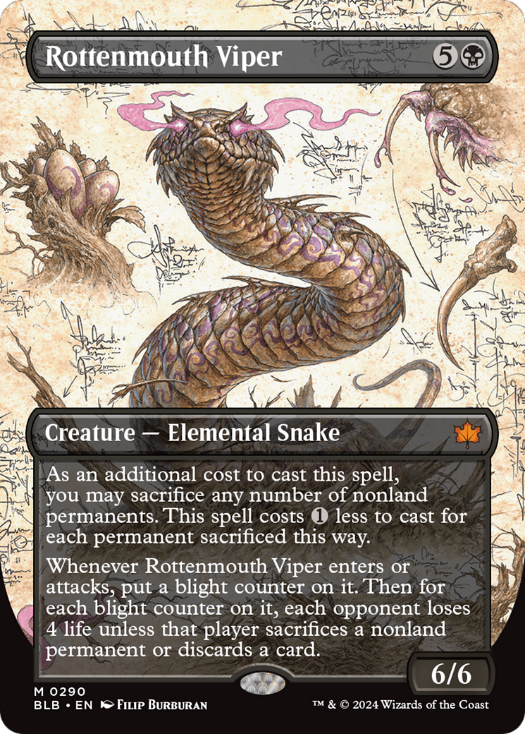 Rottenmouth Viper (Borderless) (BLB-290) - Bloomburrow: (Showcase) (Borderless)