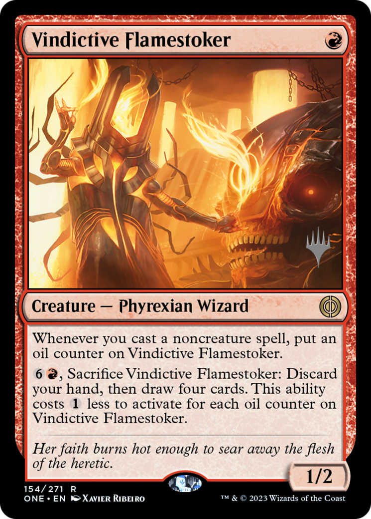 Vindictive Flamestoker (Pack promotionnel) [Phyrexia : All Will Be One Promos] 