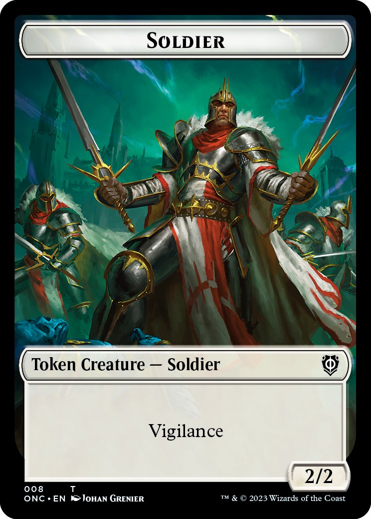Soldat (008) // Jeton double face ange [Phyrexia : tous seront un seul jeton de commandant] 
