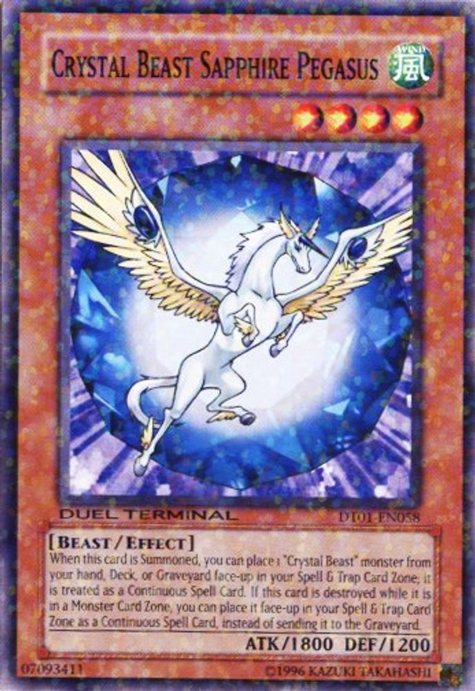 Crystal Beast Sapphire Pegasus (DT01-EN058) - Duel Terminal Normal Parallel Rare