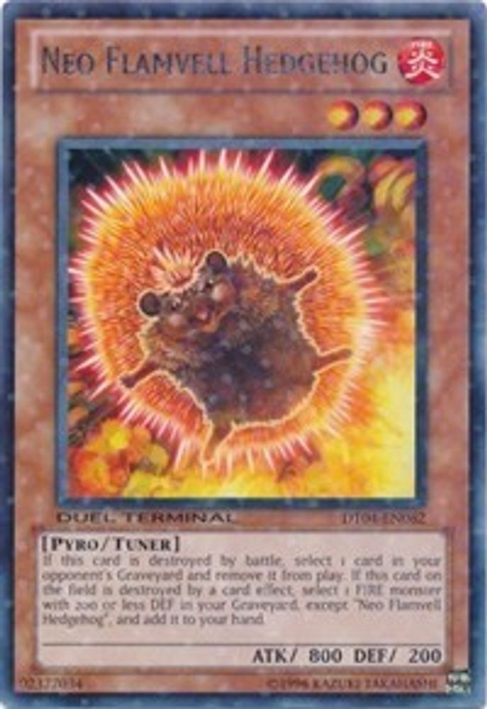 Neo Flamvell Hedgehog (DT04-EN062) - Duel Terminal Rare Parallel Rare