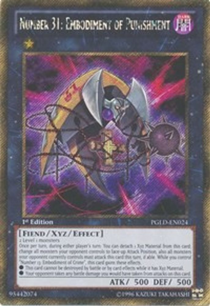 Number 31: Embodiment of Punishment (PGLD-EN024) - Gold Secret Rare
