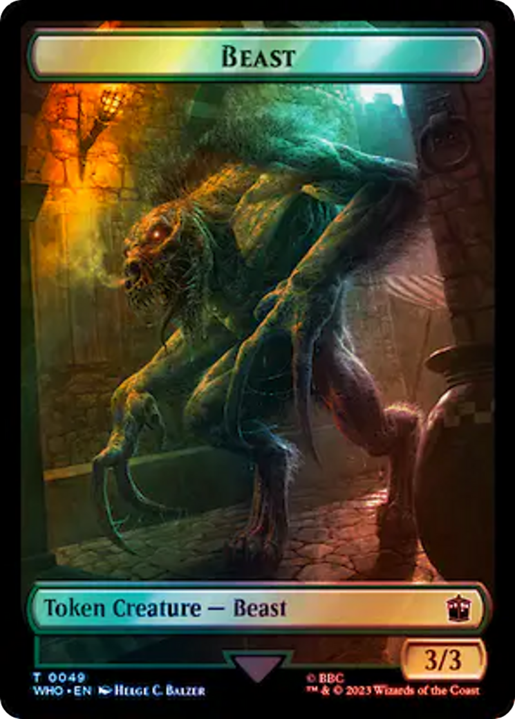 Noble humain // Jeton double face bête (Surge Foil) [Doctor Who Tokens] 