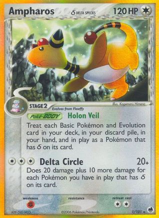 Ampharos (Delta Species)/101  - Holofoil - Holo Rare
