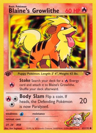 Blaine's Growlithe 062  - 1st Edition - Common