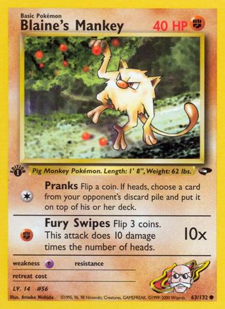 Blaine's Mankey 063  - 1st Edition - Common