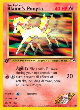 Blaine's Ponyta 063  - 1st Edition - Common