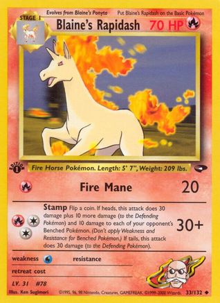 Blaine's Rapidash 033  - 1st Edition - Uncommon