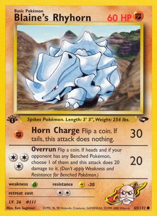 Blaine's Rhyhorn 065  - 1st Edition - Common