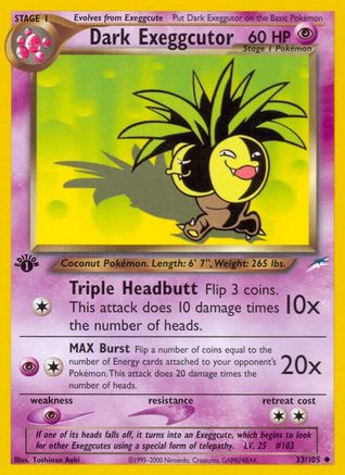 Dark Exeggcutor 033  - 1st Edition - Uncommon