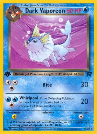 Dark Vaporeon 045  - 1st Edition - Uncommon