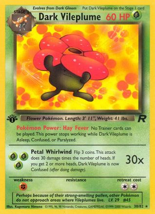 Dark Vileplume (30) (30) 030  - 1st Edition - Rare