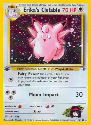 Erika's Clefable 003  - 1st Edition Holofoil - Holo Rare