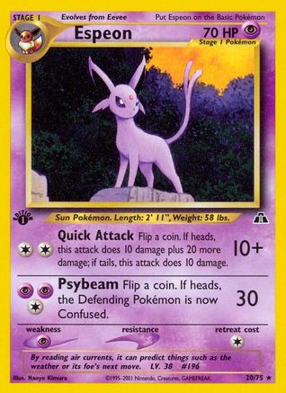 Espeon (20) (20) 020  - 1st Edition - Rare