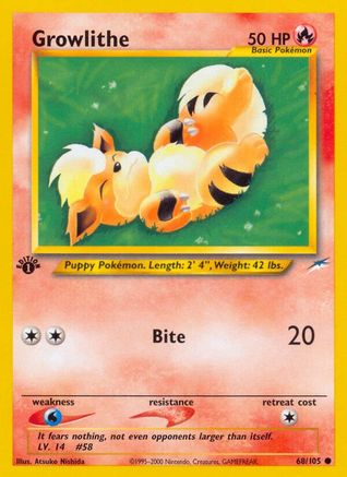 Growlithe 068  - 1st Edition - Common