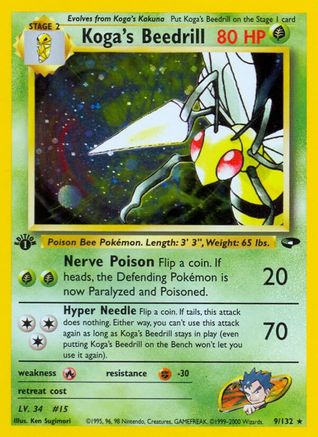 Koga's Beedrill 009  - 1st Edition Holofoil - Holo Rare