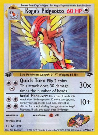 Koga's Pidgeotto 027  - 1st Edition - Rare