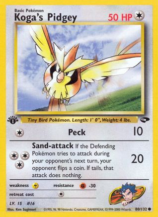 Koga's Pidgey (80) (80) 080  - 1st Edition - Common