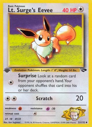 Lt. Surge's Eevee 051  - 1st Edition - Uncommon