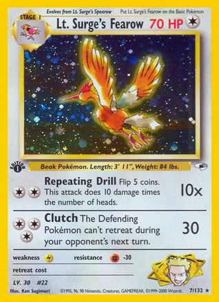 Lt. Surge's Fearow 007  - 1st Edition Holofoil - Holo Rare