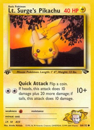 Lt. Surge's Pikachu 084  - 1st Edition - Common