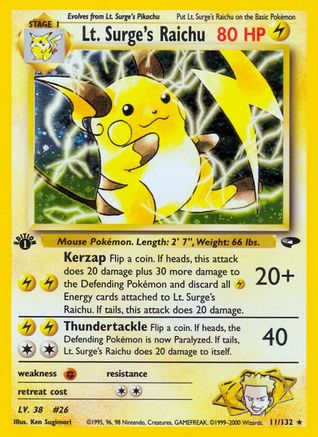 Lt. Surge's Raichu 011  - 1st Edition Holofoil - Holo Rare