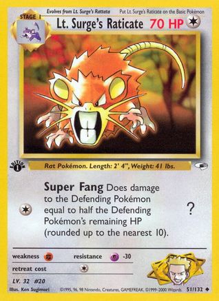 Lt. Surge's Raticate 051  - 1st Edition - Uncommon