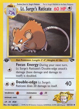 Lt. Surge's Raticate 053  - 1st Edition - Uncommon