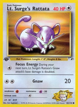 Lt. Surge's Rattata 082  - 1st Edition - Common