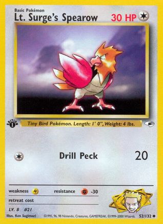 Lt. Surge's Spearow (52) (52) 052  - 1st Edition - Uncommon
