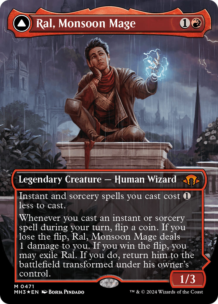 Ral, Monsoon Mage // Ral, Leyline Prodigy (Borderless) (Feuille texturée) [Modern Horizons 3] 