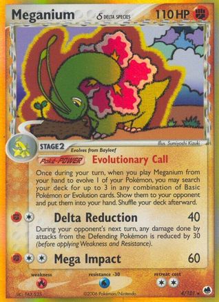 Meganium (4/101) (Espèce Delta) (Estampillé) [EX : Dragon Frontiers] 