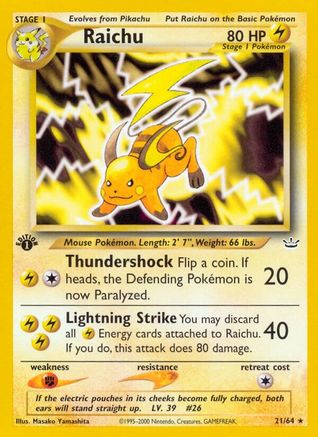 Raichu 021  - 1st Edition - Rare