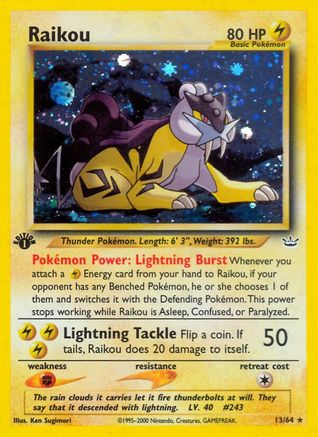 Raikou (13)/64  - 1st Edition Holofoil - Holo Rare