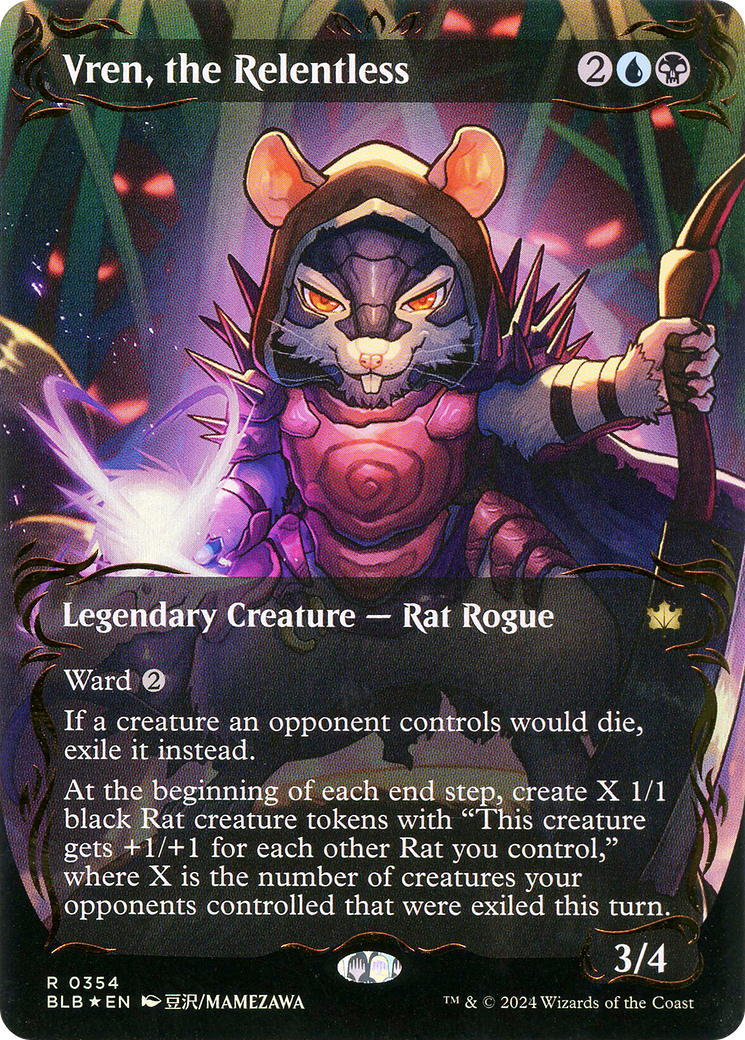 Vren, the Relentless (Borderless) (Raised Foil) (BLB-354) - Bloomburrow: (Showcase) (Borderless) Foil