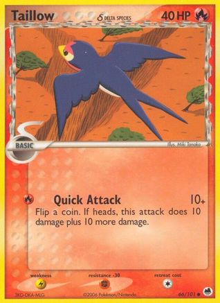 Taillow (66/101) (Espèce Delta) (Estampillé) [EX : Dragon Frontiers] 