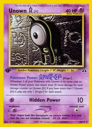 Unown [A] (33/75) [Neo Discovery 1ère édition] 