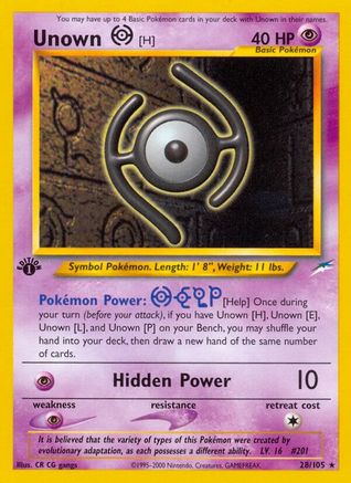 Unown [H]  - 1st Edition - Rare