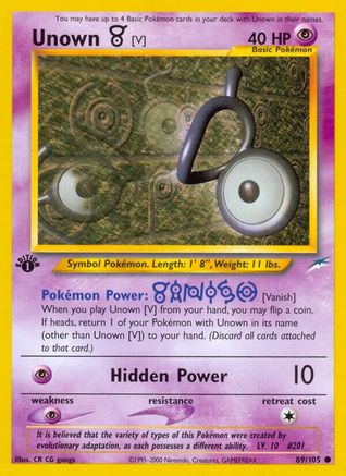 Unown [V] 089  - 1st Edition - Common