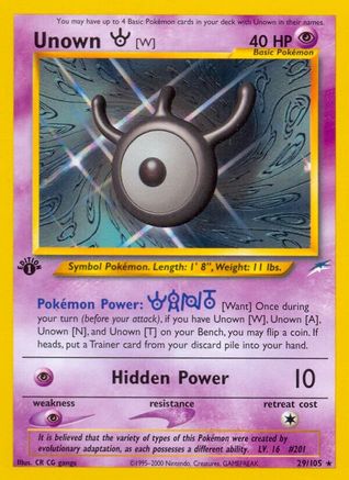 Unown [W]  - 1st Edition - Rare