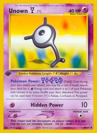 Unown [Y] 040  - 1st Edition - Uncommon