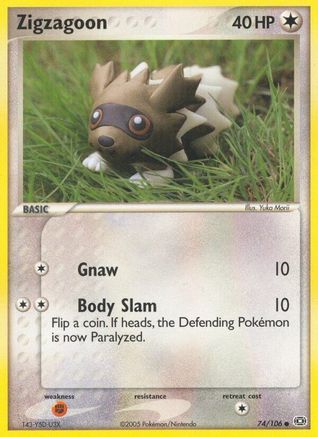 Zigzagoon (74/106) (Stamped) [EX: Emerald]