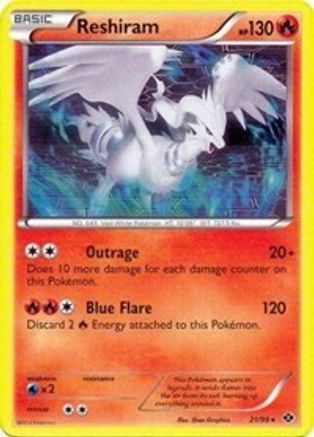 Reshiram (21/99) (Thème Deck Exclusif) [Noir et Blanc : Prochaines Destinées] 