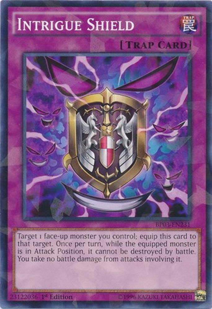 Intrigue Shield (Shatterfoil) (BP03-EN231) - Shatterfoil Rare