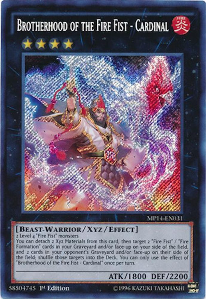 Brotherhood of the Fire Fist - Cardinal (MP14-EN031) - Secret Rare