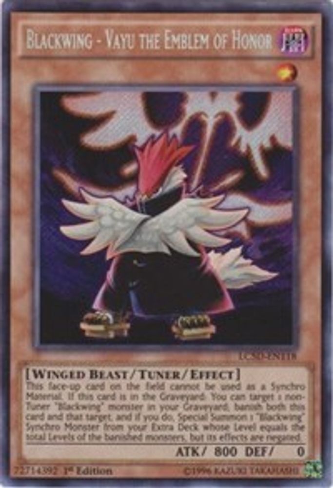 Blackwing - Vayu the Emblem of Honor (LC5D-EN118) - Secret Rare